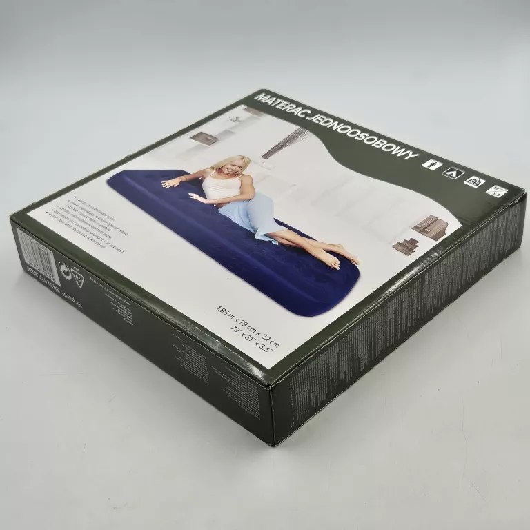 MATERAC DMUCHANY WELUROWY JEDNOOSOBOWY 185X79X22