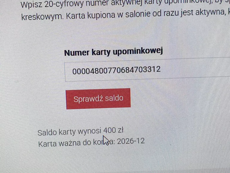 APART GIFT CARD KARTA UPOMINKOWA O WARTOŚCI 400 ZŁ