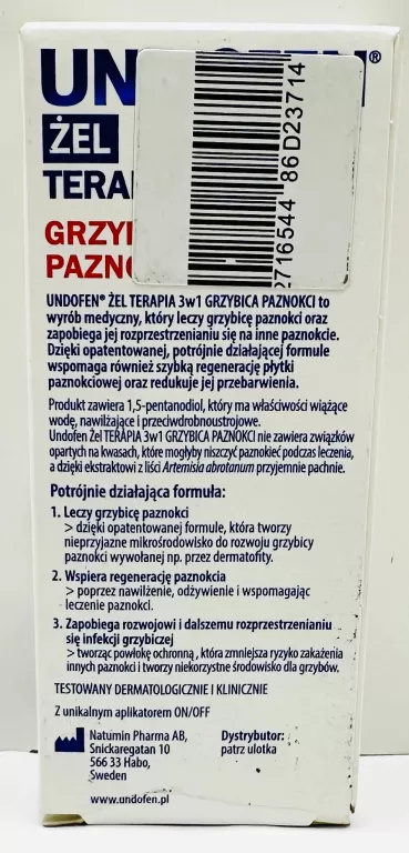 UNDOFEN ŻEL TERAPIA 3W1 PRZECIW GRZYBICY PAZNOKCI 7 ML