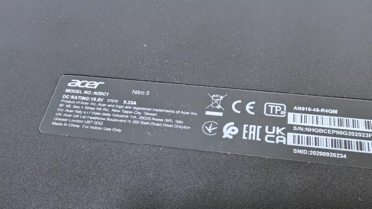 ACER NITRO 5 R7-5800H/32GB 512GB RTX3060 USZKODZONY
