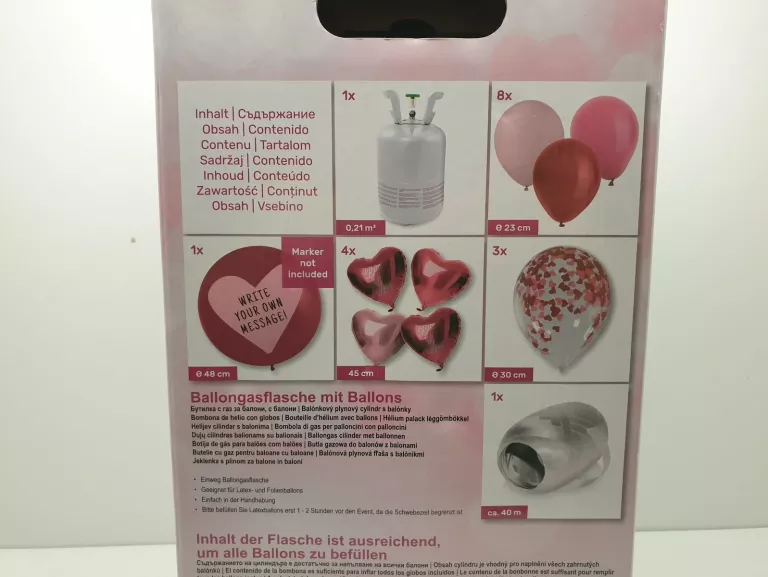 BUTLA Z HELEM BALLON GAZ SET ZESTAW BALONÓW SERCA
