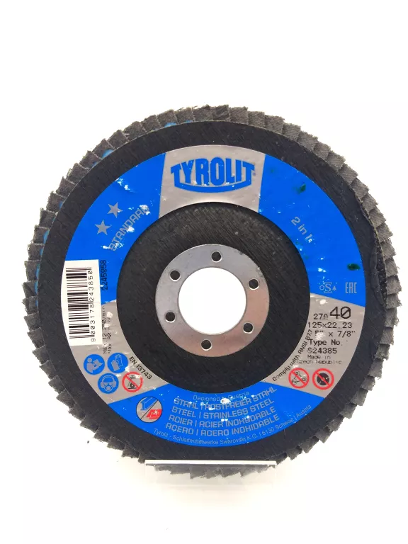LAMELKA ŚCIERNICA TYROLIT 125 MM GR 40 STANDARD TARCZA WYDAJNA TRWAŁA