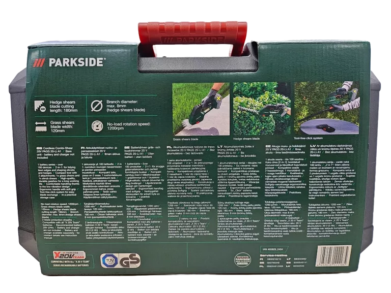 AKUMULATOROWE NOŻYCE DO TRAWY I ŻYWOPŁOTU BEZPRZEWODOWE 2W1 PARKSIDE 20V