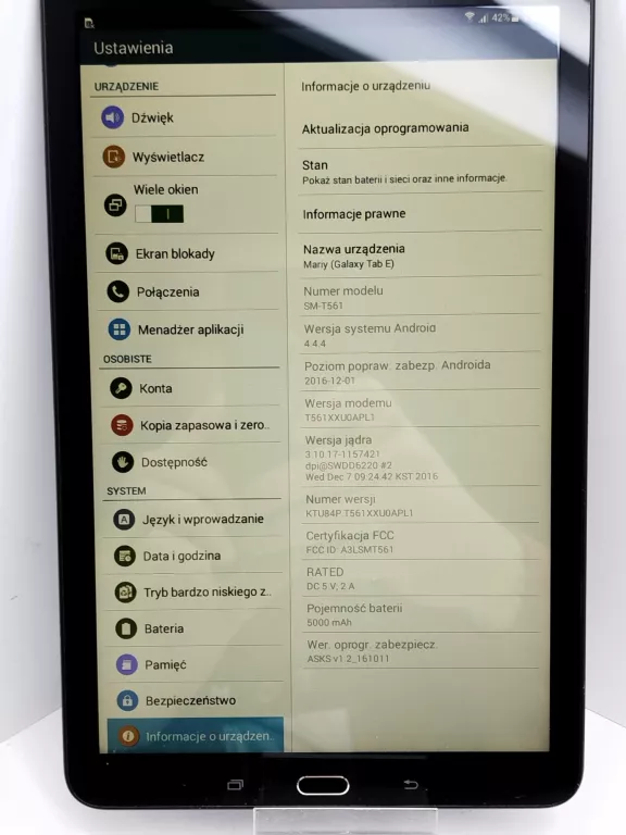 TABLET SAMSUNG TAB E SM-T561 9,6" 1,5 GB / 8 GB CZARNY