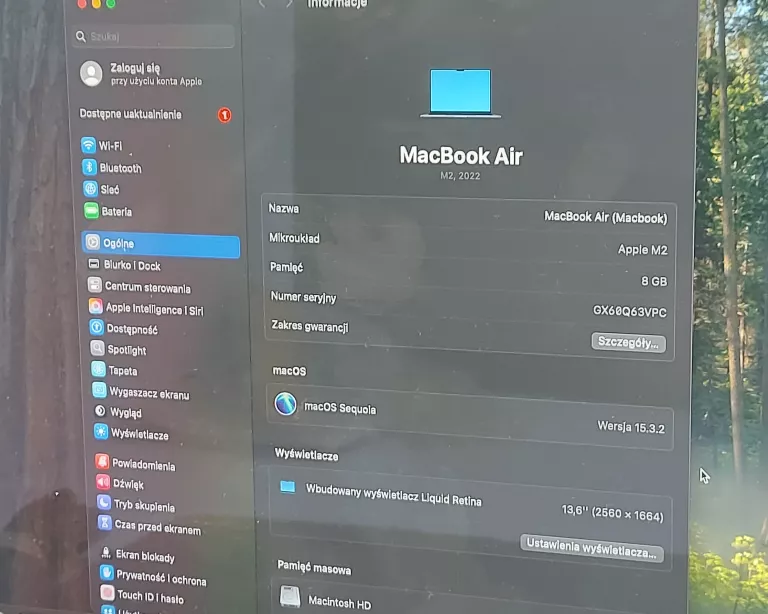LAPTOP APPLE MACBOOK AIR A2681 13,6 " 8 GB / 256 GB MIDNIGHT