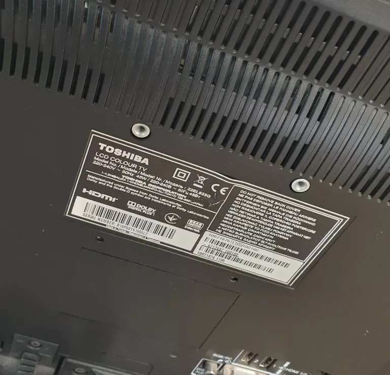 TELEWIZOR TOSHIBA 22" 22EL833G - CZARNY