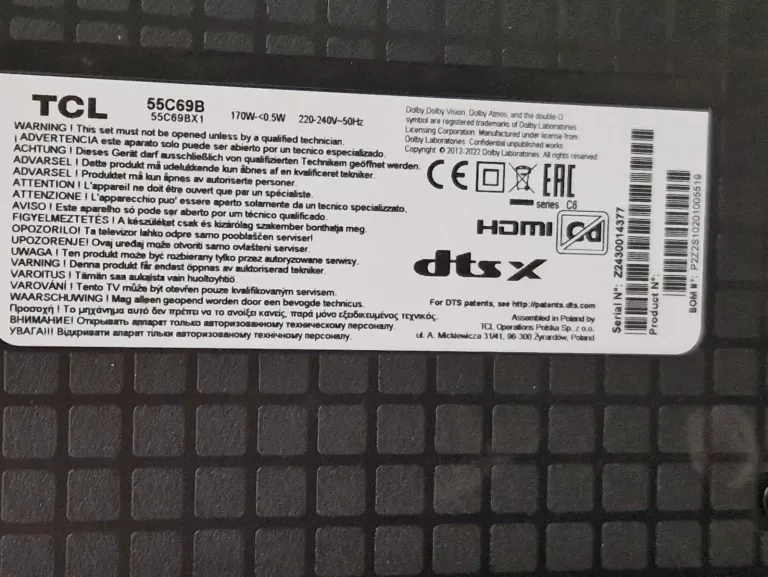 TELEWIZOR QLED TCL 55C645 55" 4K UHD SMART GOOGLE TV KOMPLET GWARANCJA
