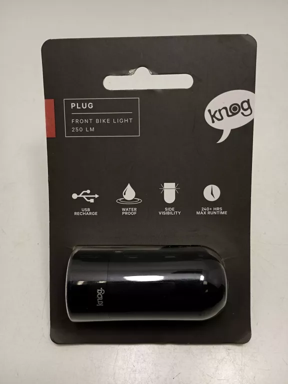 LAMPKA ROWEROWA PRZEDNIA KRÓTKA KNOG PLUG FRONT 250 LM CZARNA