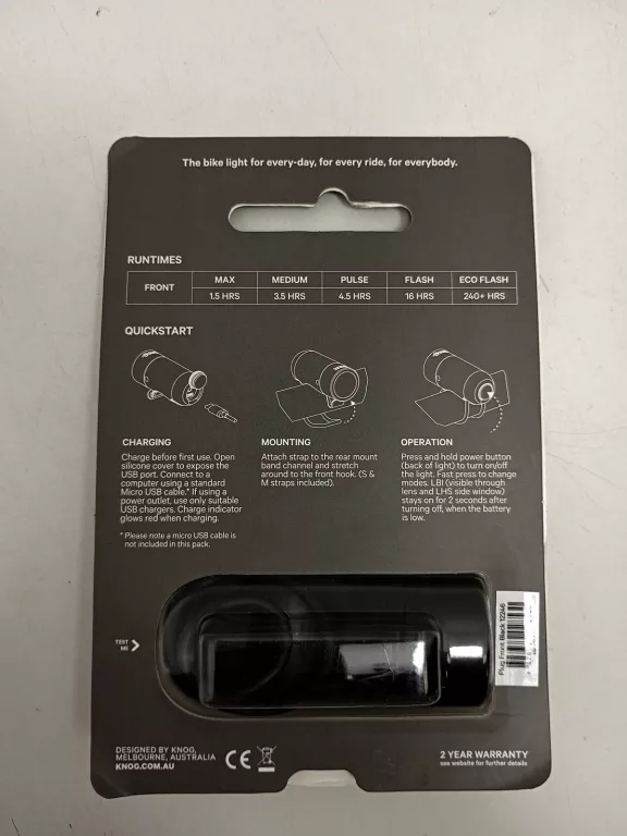 LAMPKA ROWEROWA PRZEDNIA KRÓTKA KNOG PLUG FRONT 250 LM CZARNA