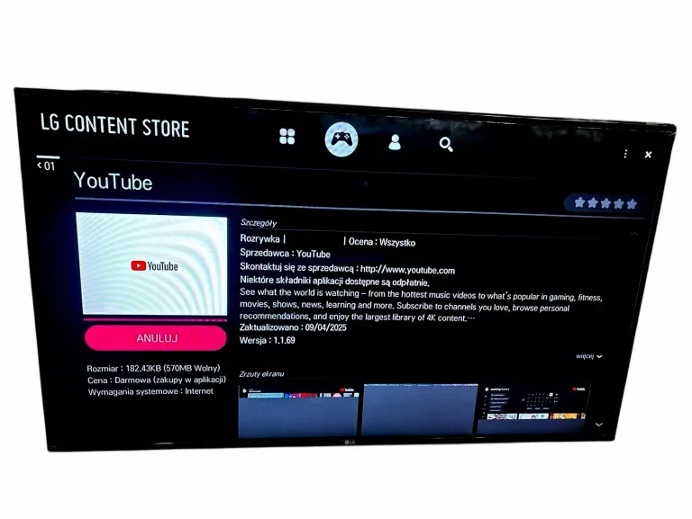 TELEWIZOR LG 49LJ594V // 49 CALI // FHD // SMART TV // 60 HZ // LED