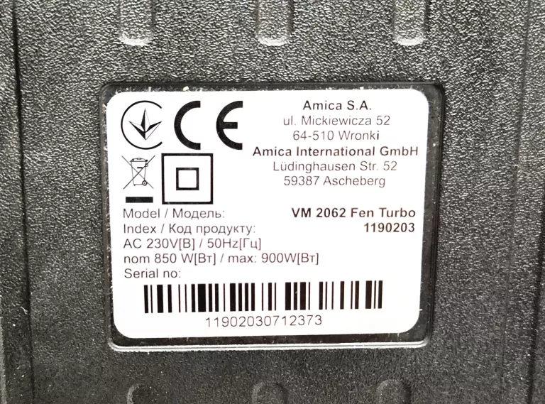ODKURZACZ AMICA FEN TURBO VM2062 WORKOWY