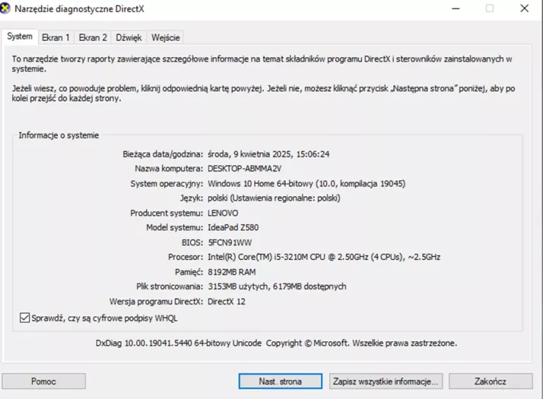 LAPTOP LENOVO IDEAPAD Z580 I5-3210M 15,6" GEFORCE GT 635M 8/1000GB HDD