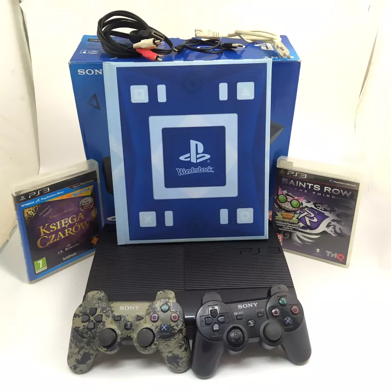 KONSOLA PS3 500GB + 2 PADY + GRA KSIĘGA CZARÓW PS3 + GRA SAINTS ROW 3 PS3