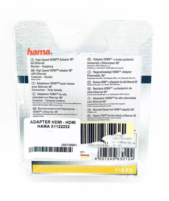 ADAPTER HDMI - HAMA ADAPTER KĄTOWY HDMI 90 STOPNI