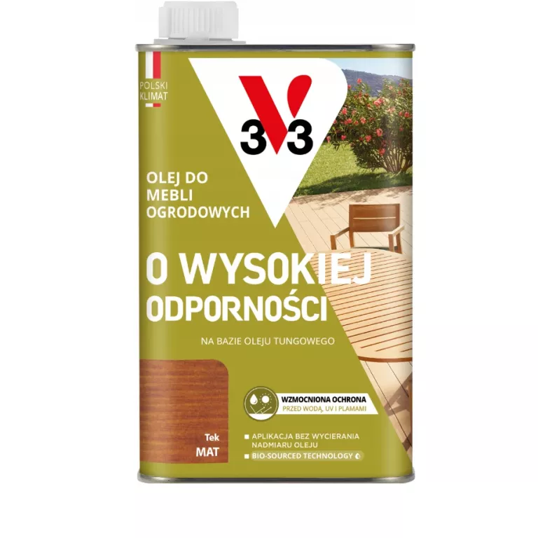 V33 OLEJ DO MEBLI OGRODOWYCH O WYSOKIEJ ODPORNOŚCI TEK 0,5L