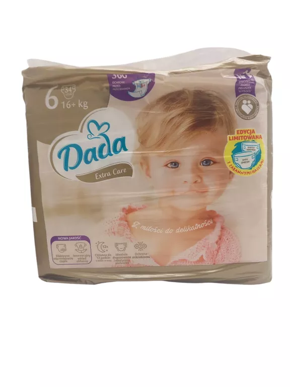PIELUSZKI DADA EXTRA CARE ROZMIAR 6 34 SZTUKI PIELUCHY 16 + KG