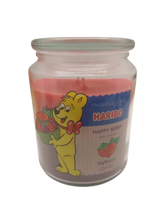 ŚWIECA HARIBO ZAPACHOWA HAPPY BERRY 510G MALINA TRUSKAWKA