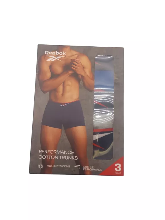 ZESTAW BOKSEREK MĘSKICH REEBOK / GRANATOWE, SZARE, NIEBIESKIE / ROZMIAR XL