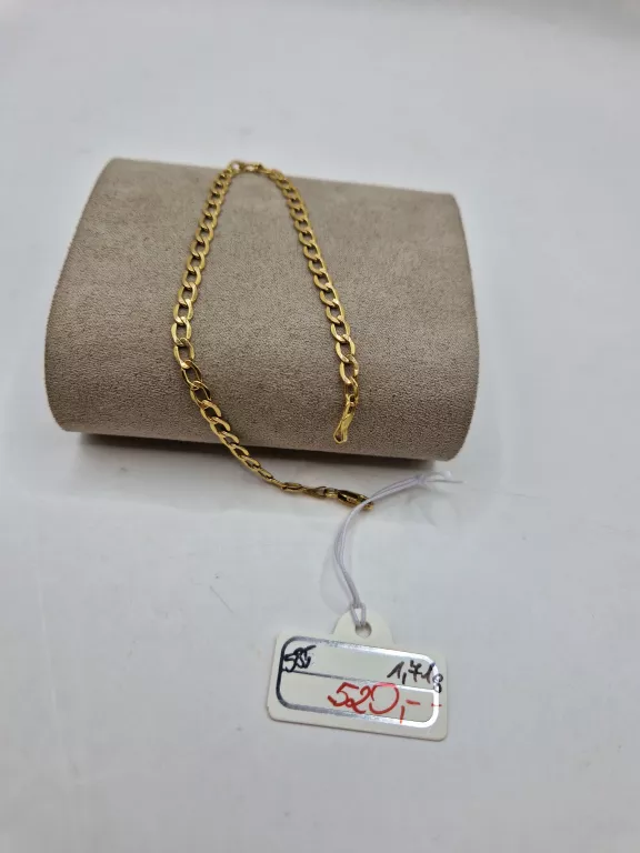 PIĘKNA ZŁOTA BRANSOLETKA P.585 DŁ. 19 CM WAGA 1,71 G.