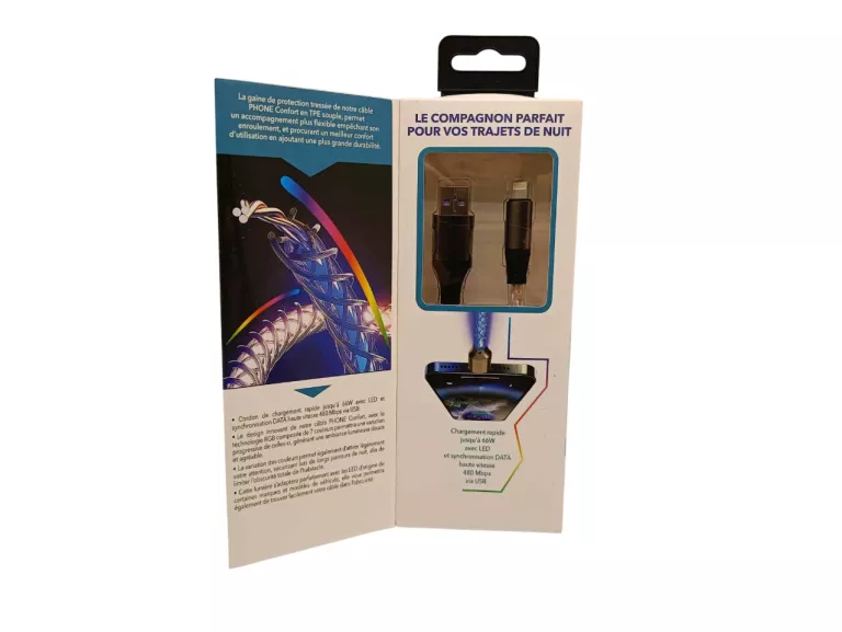 PRZEWÓD KABEL USB A LIGHTNING IPHONE RGB 1M