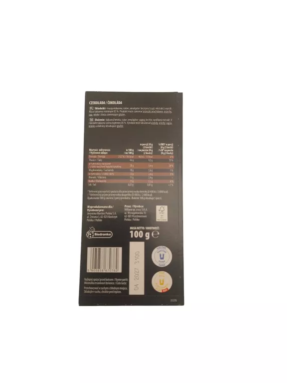 CIEMNA CZEKOLADA MELTIÉ DARK CHOCOLATE 85% 100G INTENSE COCOA