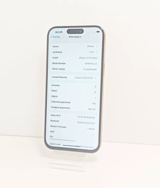 TELEFON ZAMIENNIK IPHONE 16PROMAX 1TB