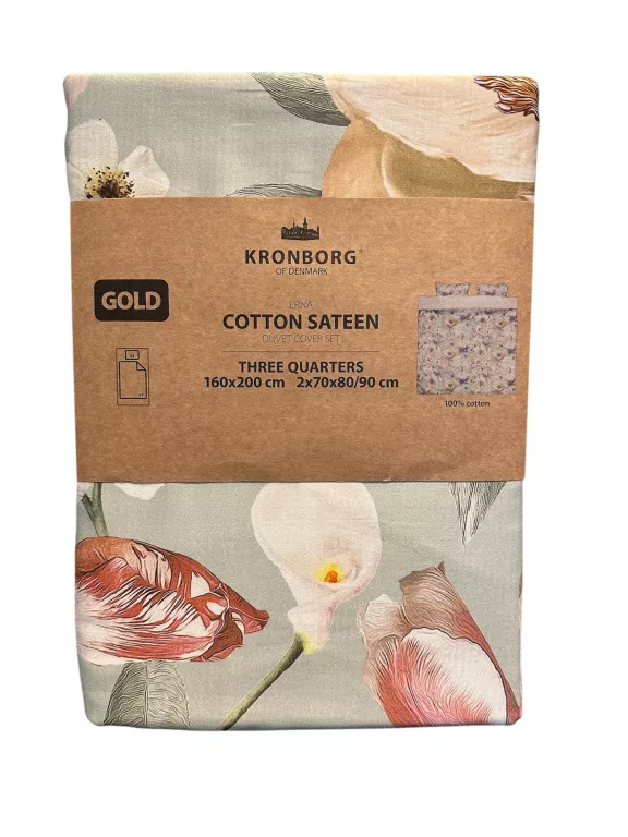 ORYGINALNY KOMPLET POŚCIELI Z SATYNY KRONBORG ERNA 160X200 + 2X70X80 CM.