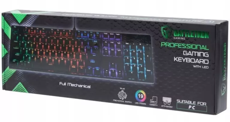 KLAWIATURA GAMINGOWA BATTLETRON MECHANICZNA Z PODŚWIETLENIEM LED