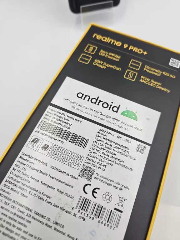 TELEFON REALME 9 PRO+ 6/128 RMX3393 BLACK PĘKNIĘTY TYŁ OPIS