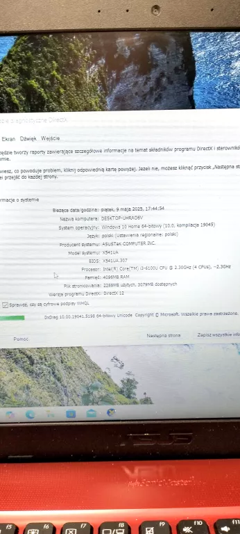 LAPTOP ASUS F541U INTEL CORE I3-6100U 4/500GB