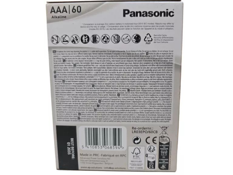 BATERIE ALKALICZNE PANASONIC AAA (R3) 60 SZT.