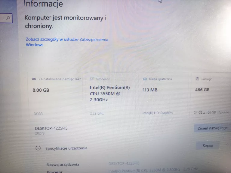 LAPTOP LENOVO B5400 PENTIUM 3550M/ 8 RAM/ 450 GB HDD + ZAS + TORBA