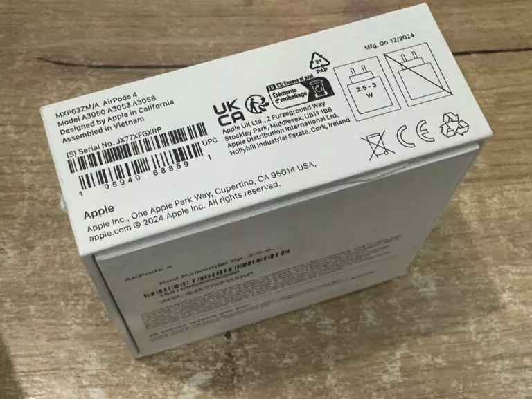 SŁUCHAWKI AIRPODS 4 KARTONIK GWARACNJA