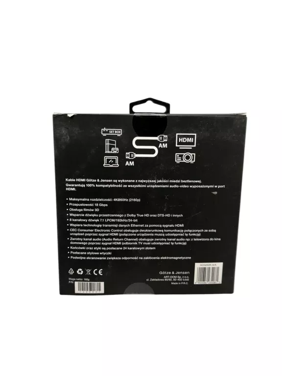 KABEL HDMI 2.0 GÖTZE & JENSEN HCG202K-A/A 2M