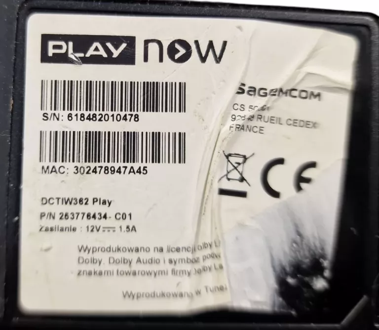 ODTWARZACZ MULTIMEDIALNY SAGEMCOM DCTIW362 PLAY / SMART TV/ NETFLIX