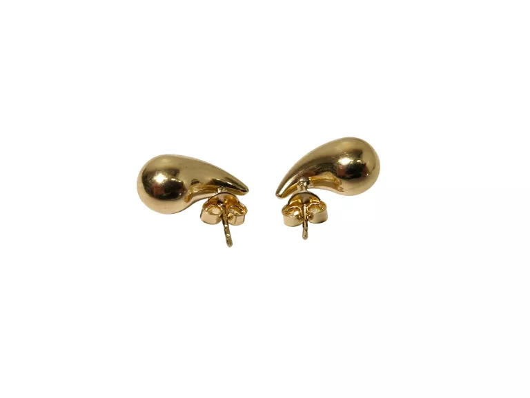 ZŁOTE KOLCZYKI ŁEZKI, KROPLE DMUCHANE SZTYFT P585 W1,78 DŁ1,3CM