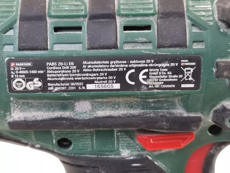 WKRĘTARKA 20V PARKSIDE PABS 20-LI E6 /KOMPLET