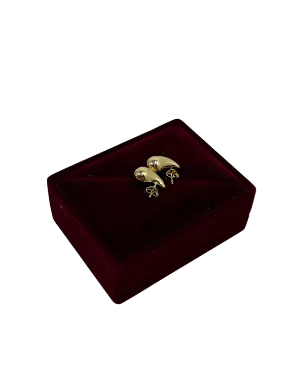 ZŁOTE KOLCZYKI ŁEZKI, KROPLE DMUCHANE SZTYFT P585 W1,78 DŁ1,3CM