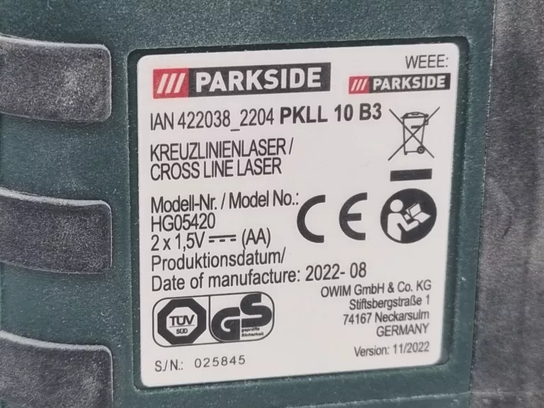 PARKSIDE LASER KRZYŻOWY PKLL 10 B3 ZE STATYWEM