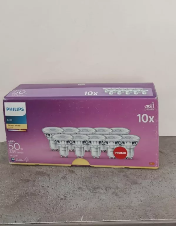 10X ŻARÓWKA LED GU10 4.6W = 50W 355LM 2700K CIEPŁA 36° REFLEKTOR PHILIPS