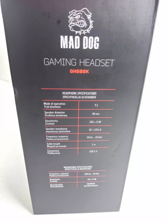 JAK NOWE SŁUCHAWKI GAMINGOWE MAD DOG GH600K ZAPAKOWANE
