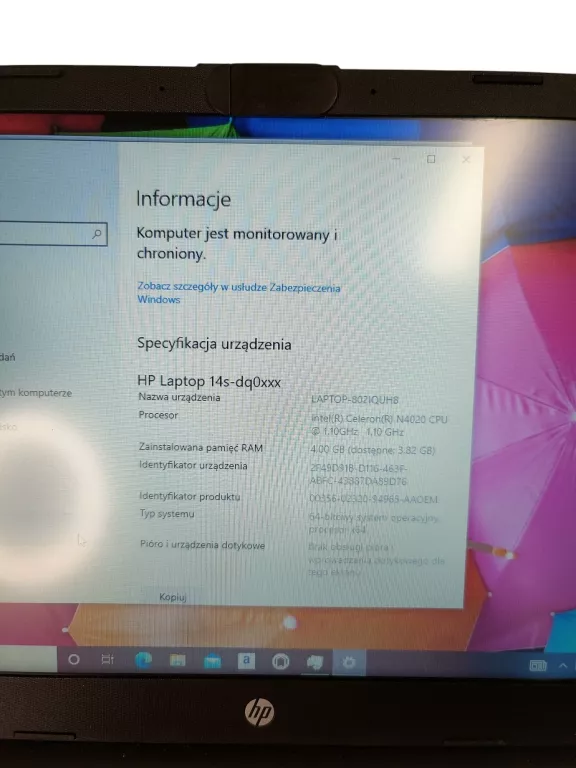 LAPTOP HP 14S INTEL CELERON N4020 4/128GB