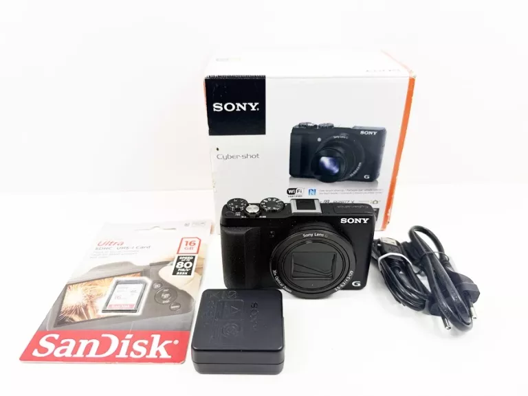 APARAT SONY CYBERSHOT DSC-HX60 Z BATERIĄ, ŁADOWARKĄ I KARTĄ PAMIĘCI PUDEŁK