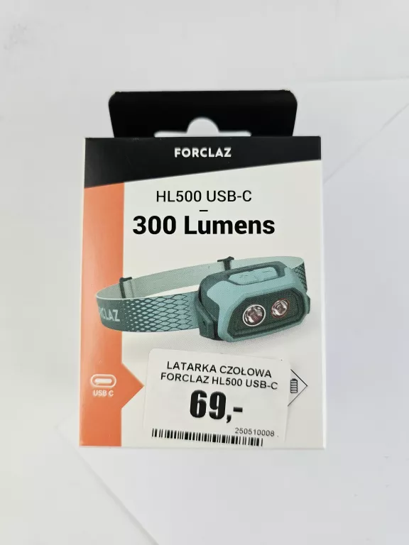 LATARKA CZOŁOWA FORCLAZ HL500 USB-C 300 LUMENÓW TURKUSOWA
