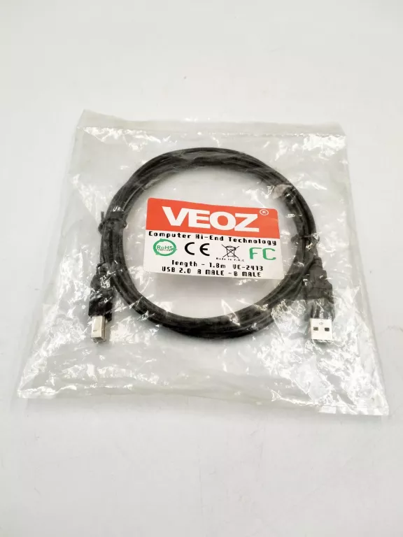 KABEL DO DRUKARKI SKANERA VEOZ 1.8M USB 2.0 A MALE - B MALE
