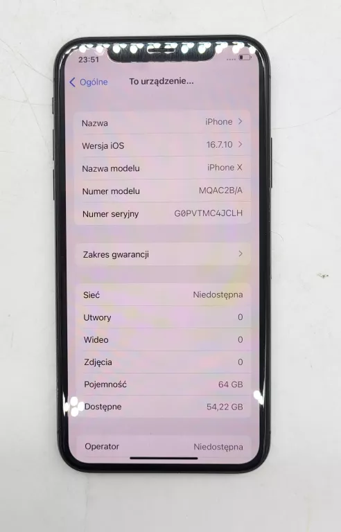 TELEFON IPHONE X 64GB 90%BATERIA - OPIS