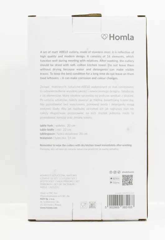 ZESTAW SZTUĆCÓW ABELE MATOWE CZARNE 16 SZT. HOMLA
