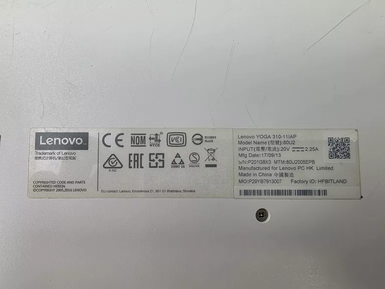 LAPTOP LENOVO YOGA 310-11IAP 11,6" 2/32GB CELERON N3350 + ŁADOWARKA