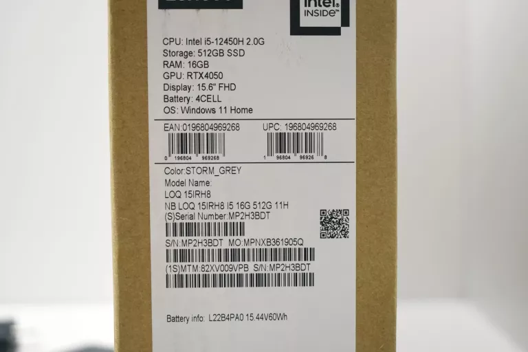 LAPTOP LENOVO 15IRH8 CORE I5-12 GEN RTX 4050 16/512