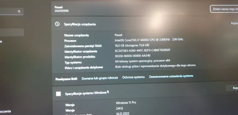 LAPTOP LENOVO T570+ŁAD